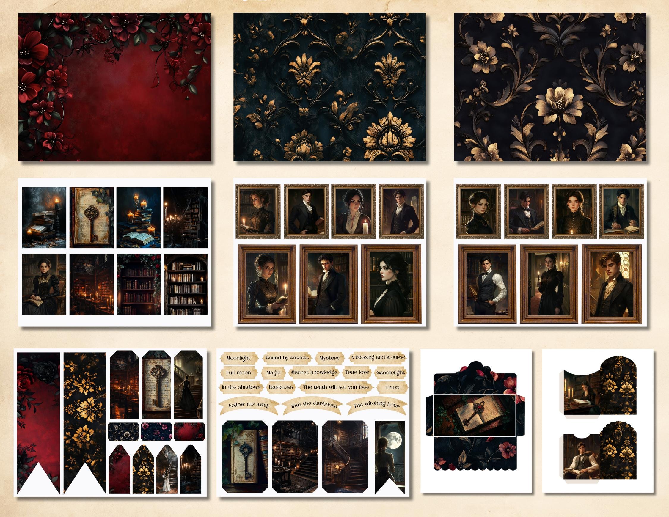 Gothic Library Junk Journal Kit: Dark Academia Ephemera (digital ...
