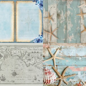 Watercolor Coastal Junk Journal Kit: Vintage Seaside Ephemera (digital ...