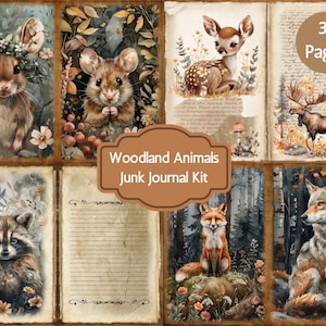 Kit de diario basura con animales del bosque, descarga digital de animales del bosque, impresión digital de naturaleza, kit imprimible de diario basura con animales del bosque.