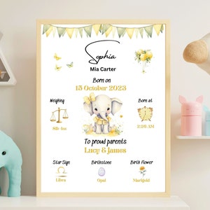 New Baby Gift, Personalised digital print for newborn, Cute Baby Gifts, Personalised Nursery Print, Custom baby Gift, Birth Stats print