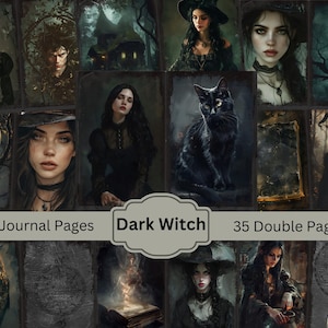 Dark Witch Junk Journal Pages: Halloween Witchcraft Printables (PDF)