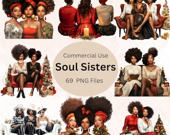 Soul Sisters Christmas Clipart, Friends PNG Bundle (Digital Download)