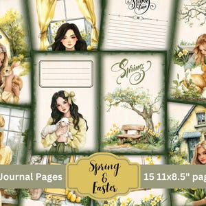 Spring & Easter Junk Journal Pages, Cottagecore Easter papers, Cottagecore Spring collage sheets, Spring Season Papers, scrapbook papers