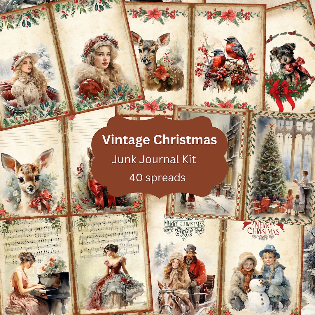 Christmas Junk Journal Kit Vintage Christmas, Decorative Journaling ...