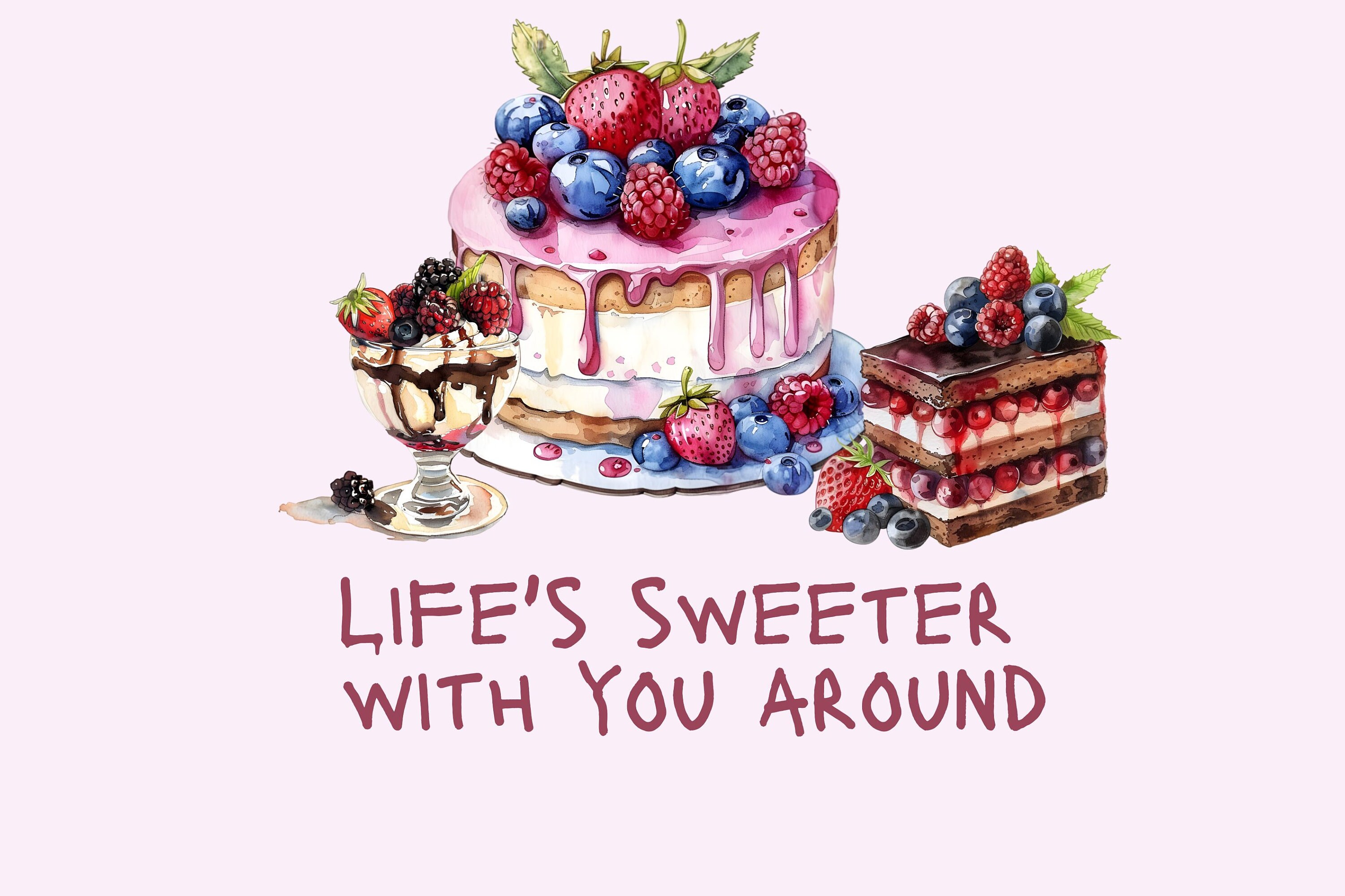 Watercolor Delicious Dessert Clipart Bundle, Premade Candy Clipart ...