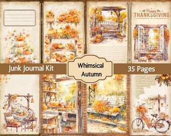 Whimsical Autumn Junk Journal Kit: Thanksgiving Scrapbook (Digital Download)