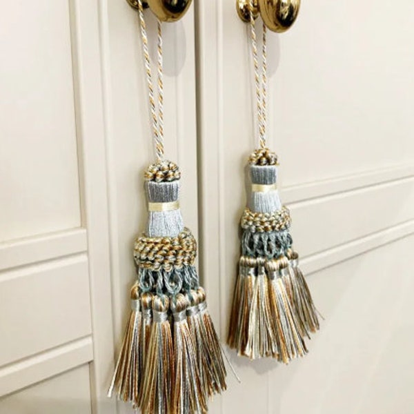 Pair of Vintage style Tassel Trim Hanging Rope Silky Fringe Curtain Decor Home Accessories Living Room Jewelry DIY Decorative