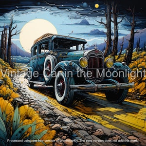 Vintage Car in the Moonlight