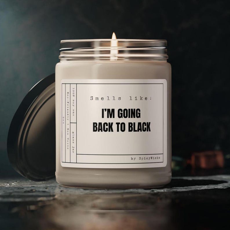 Back to Black Funny Gift Birthday Gift Music Lover AC/DC Fan Music Themed Candles Lyrics Gift