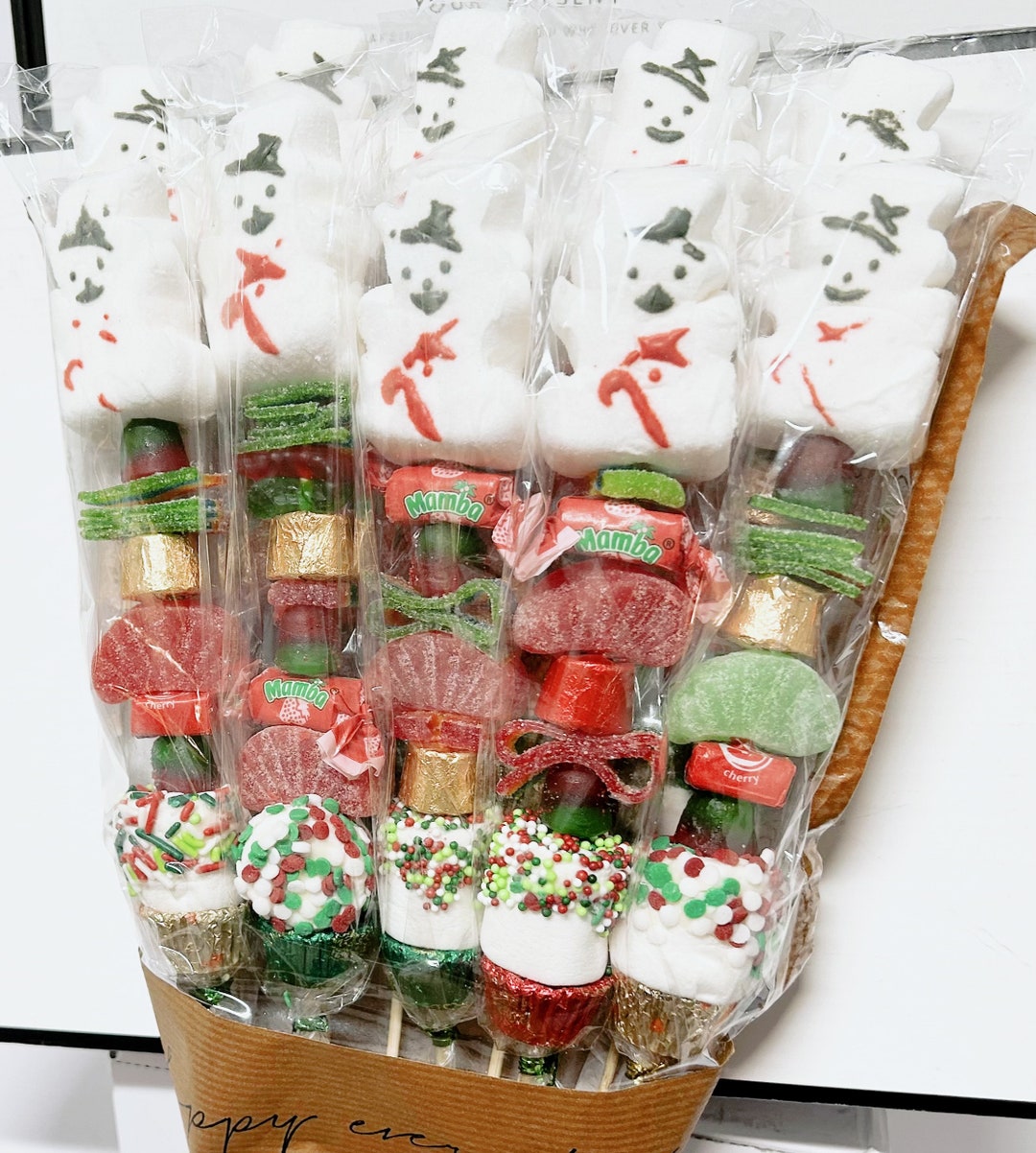 Large Christmas Candy Kabob/treat Gift Bouquet W/ Gift Box Etsy UK
