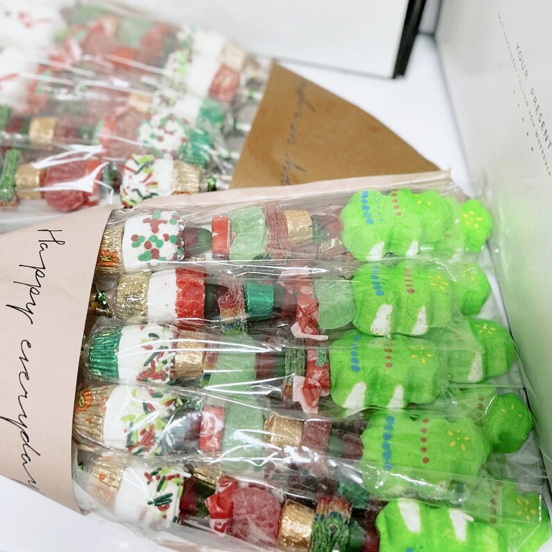 Large Christmas Candy Kabob/treat Gift Bouquet W/ Gift Box fast