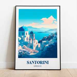 Santorin Travel Poster, Dune du Pilat  Wall Art Print,Santorin Painting Illustration,Printable Greece Watercolor Home Decor