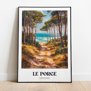 Cartel de viaje de Le Porge - Ilustración de Le Porge - Cartel de viaje de Le Porge - Cartel de viaje del suroeste - Marco de Le Porge Gironde