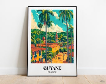 French Guiana travel poster - Guiana illustration - Guiana poster - Guiana travel poster - Guiana decoration