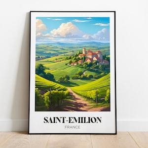 Saint-Emilion Travel Poster,French vines Wall Art Print,Vines Bordeaux Painting Illustration,Printable French vines Watercolor Home Decor