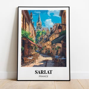Sarlat-la-Canéda-Reiseplakat, Sarlat-la-Canéda-Illustration, Dordogne-Reiseplakat, Sarlat-Druck, Dordogne-Frankreich-Reisegeschenk