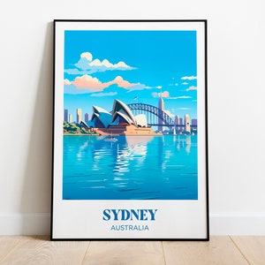 Sydney, Australien, Sydney Opera House Reiseposter - Illustration - Vintage Retro Reiseposter
