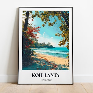 Koh Lanta, Thailand Reiseposter, tropische Dekoration - Illustration - Vintage Retro Reiseposter - Thailand Reisegeschenk