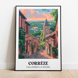 Poster Corrèze, Collonges-la-Rouge, Francia - Illustrazione Collonges-la-Rouge - Poster Collonges-la-Rouge, I villaggi più belli di Francia