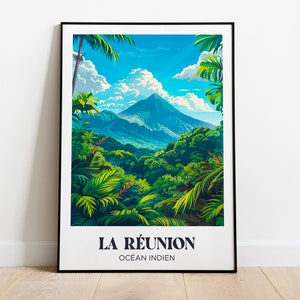 Travel poster Reunion Island, Piton de la Fournaise - Illustration Reunion Island - Poster Reunion Island - Travel poster Reunion Island