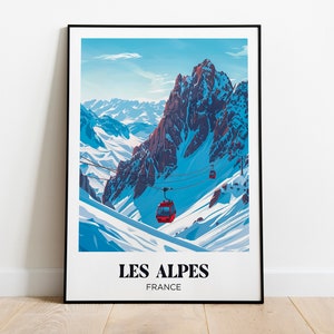 Mont-Blanc Travel Poster,French Alps Wall Art Print,Mountain Painting Illustration,Printable French Alps Watercolor Home Decor