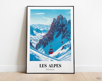 Mont-Blanc Travel Poster,French Alps Wall Art Print,Mountain Painting Illustration,Printable French Alps Watercolor Home Decor
