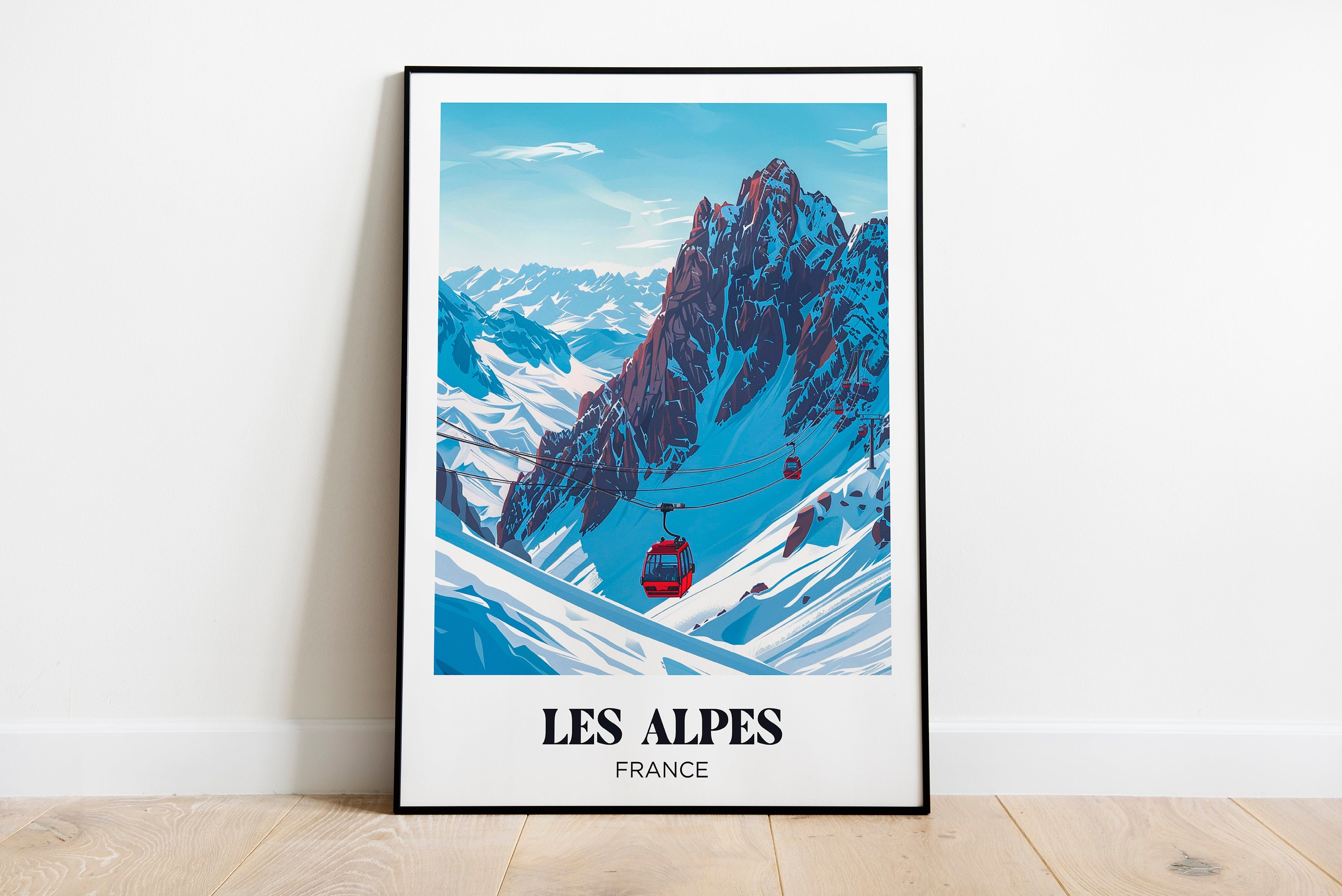 Mont-Blanc Travel Poster,French Alps Wall Art Print,Mountain Painting Illustration,Printable French Alps Watercolor Home Decor