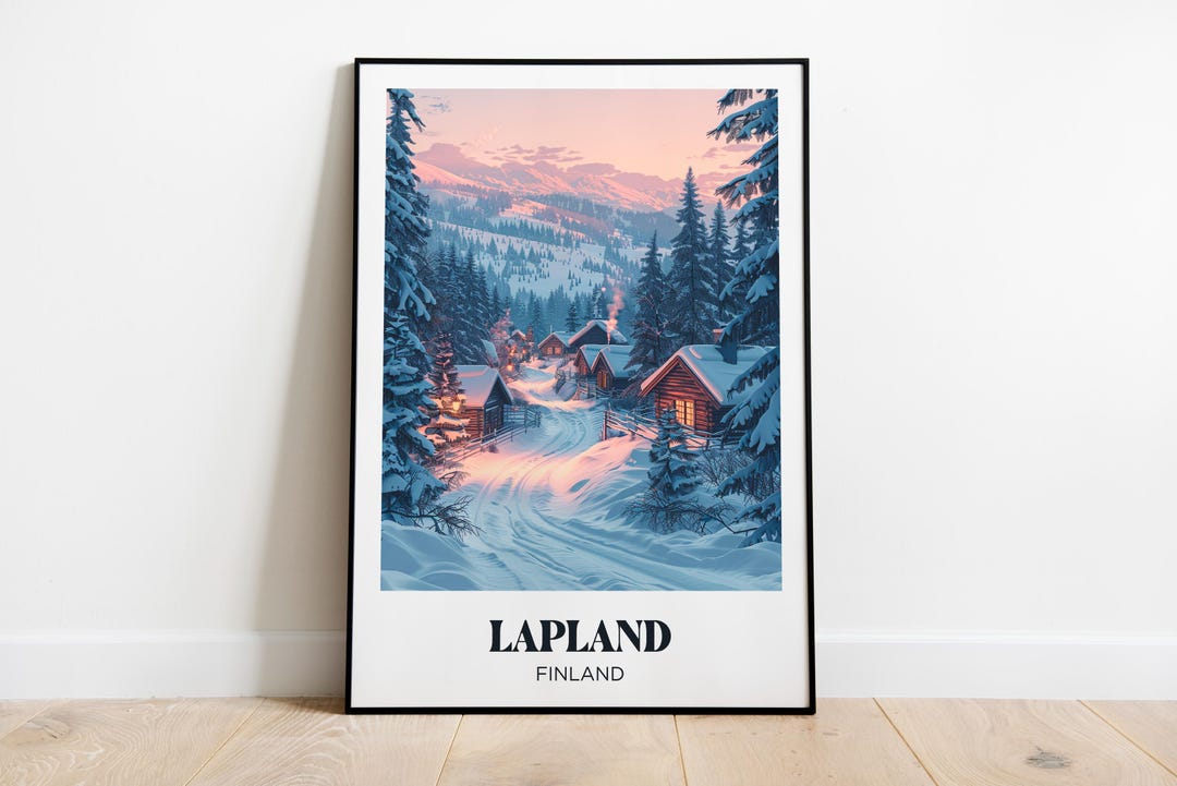 Lapland Poster, Lapland Landscape Illustration, Lapland Travel Poster, Arctic Nature Print ...