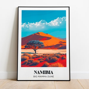 Póster de Big Mamma Dune - Decoración africana, Namibia - Ilustración de viajes a África - Póster de África y Namibia
