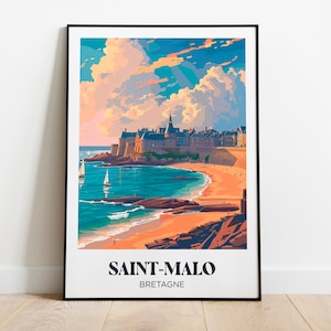 Poster de viagens Saint-Malo, Bretanha, Côtes-d'Armor, Finistère, Morbihan, Ille-et-Vilaine - Ilustração da Bretanha - Poster Saint-Malo