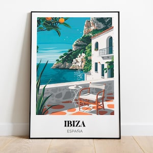 Ibiza Travel Poster, Ibiza Print, Spain Illustrated Painting, Printable Ibiza Watercolor Decor, Ibiza Gift