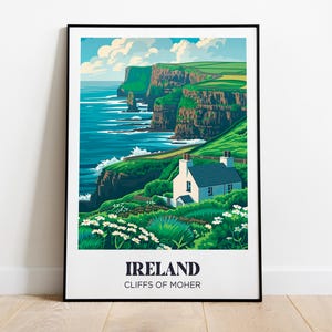 Cartaz de viagens da Irlanda, ilustração da Irlanda, cartaz de viagens da Irlanda, impressão da Irlanda, presente de viagem da Irlanda