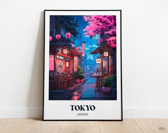 Tokyo Travel Poster, Japan Wall Art Print, Street Painting Illustration,Printable Tokyo Watercolor Home Decor
