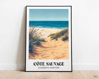 Côte Sauvage Poster, Royan Illustration, Charente-Maritime Print, Côte Sauvage Impression, Côte Sauvage Gift, La Palmyre Poster