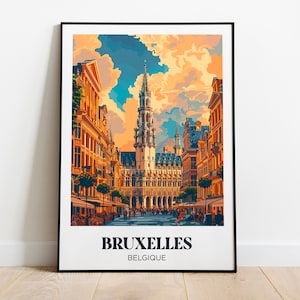 Póster de viaje de Bruselas, Bélgica - Ilustración de Bruselas - Póster de viaje de Bruselas - Decoración de pared de Bruselas