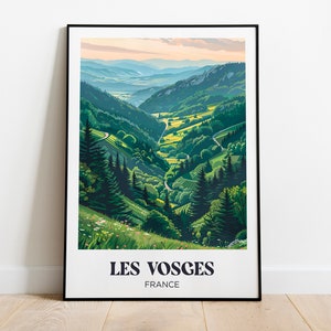Reiseplakat Les Vosges - Illustration Les Vosges - Reiseplakat Les Vosges, Ostfrankreich - Wanddekoration Les Vosges, Lothringer Wald