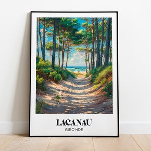 Cartel de viaje de Lacanau - Ilustración de Lacanau - Cartel de viaje de Lacanau - Cartel de viaje del suroeste - Marco de Lacanau Gironda