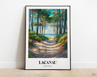Lacanau-Reiseplakat - Lacanau-Illustration - Lacanau-Reiseplakat - Südwest-Reiseplakat - Lacanau-Gironde-Rahmen