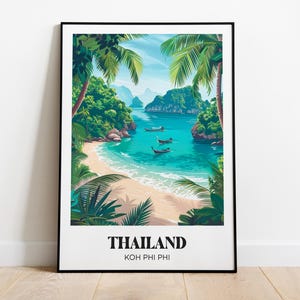 Koh Phi Phi Travel Poster, Koh Phi Phi Print, Thailand Painting, Printable Watercolor Decor, Thailand Gift, Tropical Island Poster