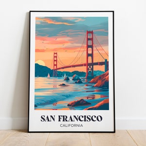 Poster di San Francisco - Illustrazione del Golden Gate - Cornice di San Francisco - Poster di viaggio di San Francisco - Poster del Golden Gate Bridge