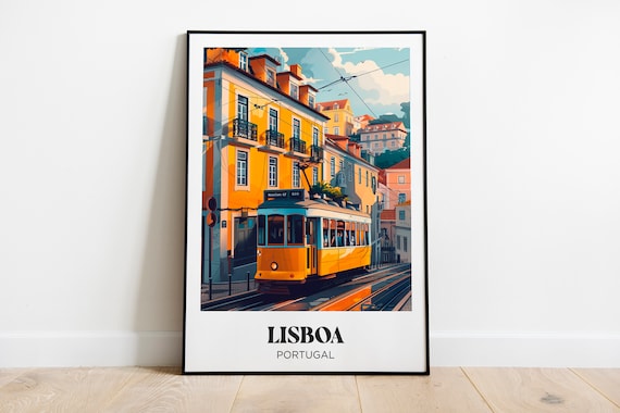 Affiche voyage Lisbonne Portugal - Illustration Lisbonne - Poster voyage Lisbonne - Décoration murale Lisbonne Portugal - Cadeau Portugal