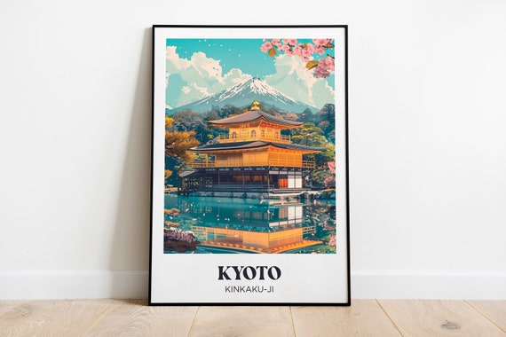 Affiche voyage Kyoto Japon - Illustration Kyoto - Illustration Kinkaku-ji - Affiche voyage Kinkaku-ji - Poster Kinkaku-ji
