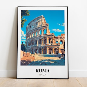 Poster di viaggio di Roma - Illustrazione del Colosseo di Roma - Poster di viaggio di Roma - Decorazione murale del Colosseo di Roma, Italia - Regalo di Roma, Italia