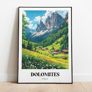 Dolomiten Reiseposter, Dolomiten Illustration, Italien Reiseposter, Dolomiten Druck, Dolomiten Reisegeschenk, Dolomiten Souvenir