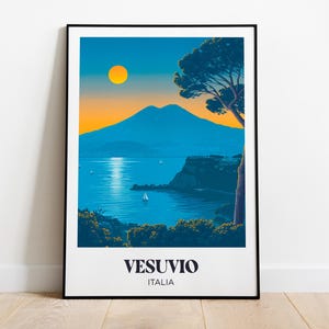 Poster turistico del Vesuvio, illustrazione del Vesuvio in Italia, poster turistico del Vesuvio in Italia, stampa del Vesuvio, regalo turistico del Vesuvio in Italia