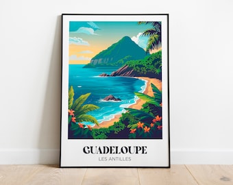 Guadeloupe travel poster, the Antilles - Guadeloupe illustration - Guadeloupe poster - Travel poster Guadeloupe