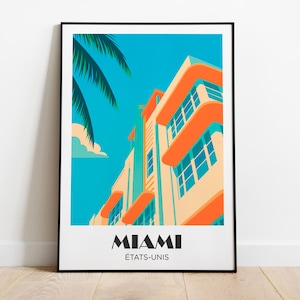 Miami travel poster – Retro Miami illustration – Vintage Miami print – Retro Miami decor – 80s American poster – Diner poster