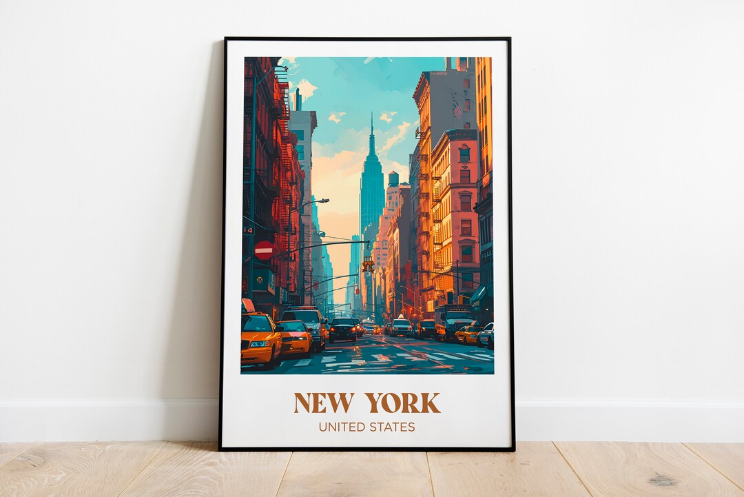 New York City Travel Poster, NYC Wall Art Print, New York Painting ...