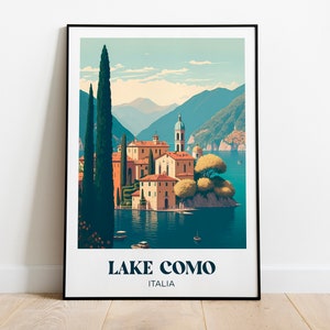 Comer See, Italien Reiseplakat - Illustration - Vintage Retro Reiseplakat