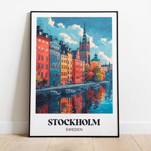 Poster di Stoccolma, Svezia, illustrazione del paesaggio di Stoccolma, poster turistico di Stoccolma, stampa di Stoccolma, regalo di viaggio di Stoccolma